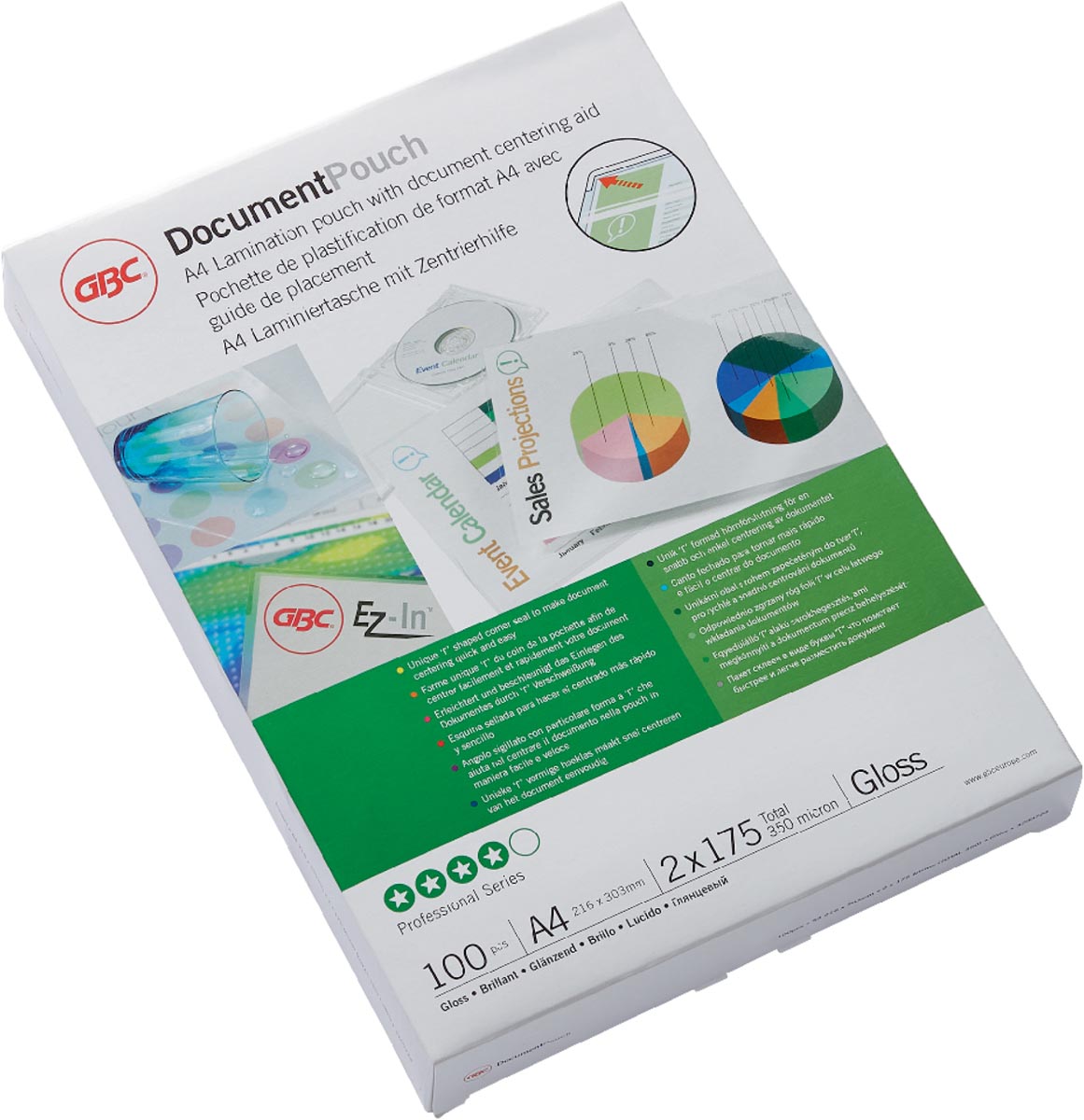GBC Document lamineerhoes ft A4, 350 micron (2 x 175 micron), pak van 100 stuks afbeelding