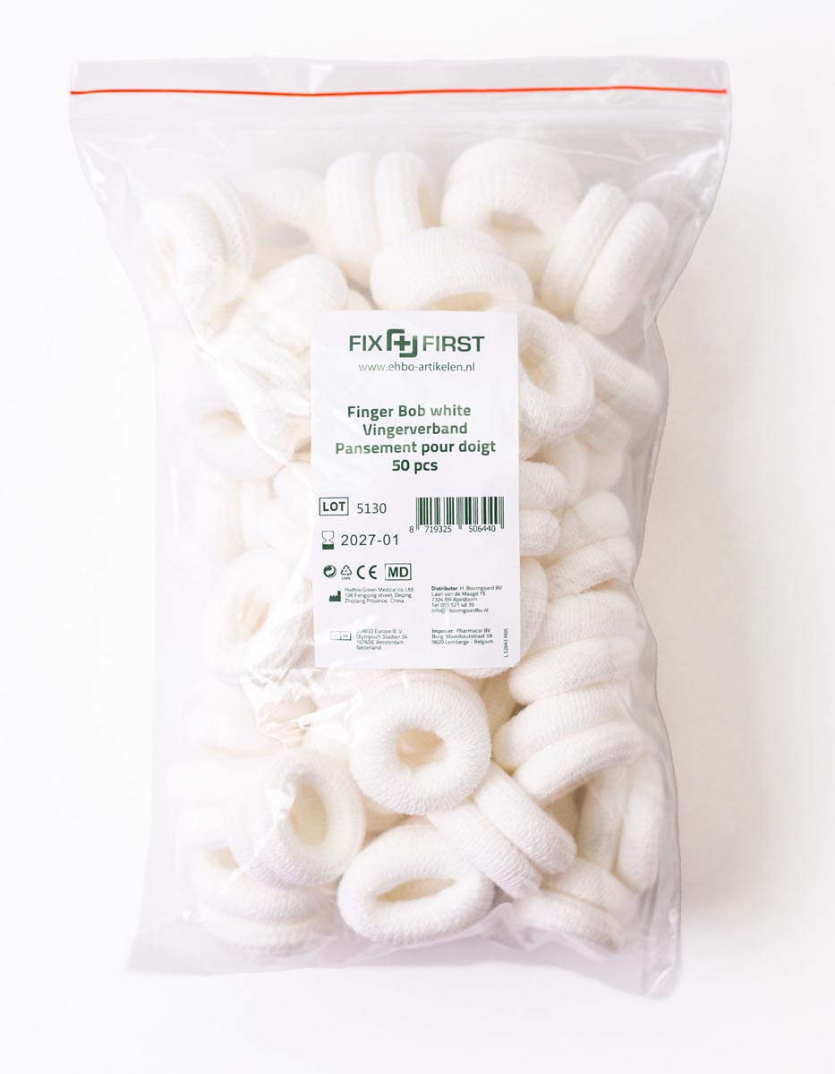 Fixfirst vingerbobs, textiel, wit, pak van 50 stuks afbeelding
