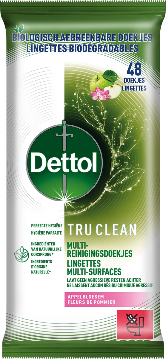 Dettol reiningsdoekjes TruClean, appelbloesem, pak van 48 stuks afbeelding