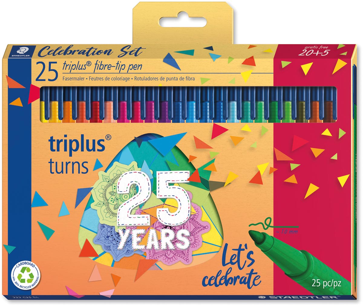 Staedtler viltstift Triplus, set van 25 viltstiften (20+5), assorti Staedtler viltstift Triplus, set van 25 viltstiften (20+5), assorti