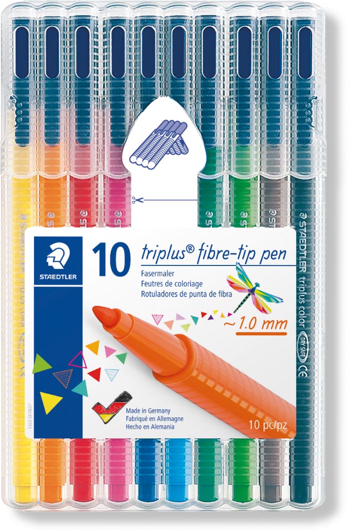 Staedtler viltstift Triplus Color, opstelbare box met 10 kleuren afbeelding