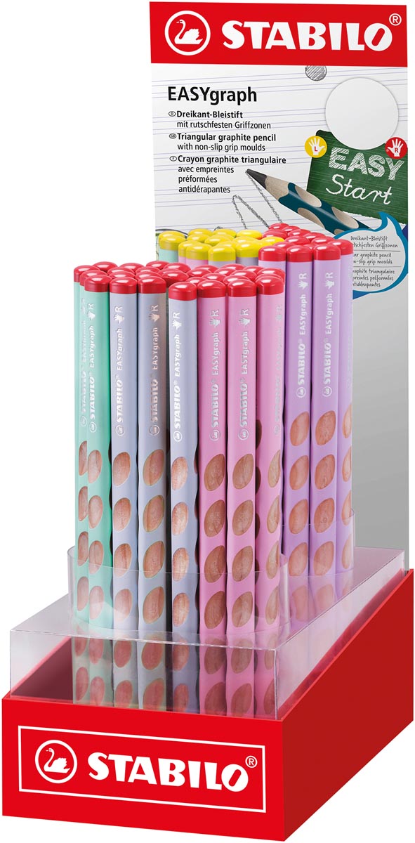 STABILO EASYgraph potlood, pastel, display van 60 stuks, assorti