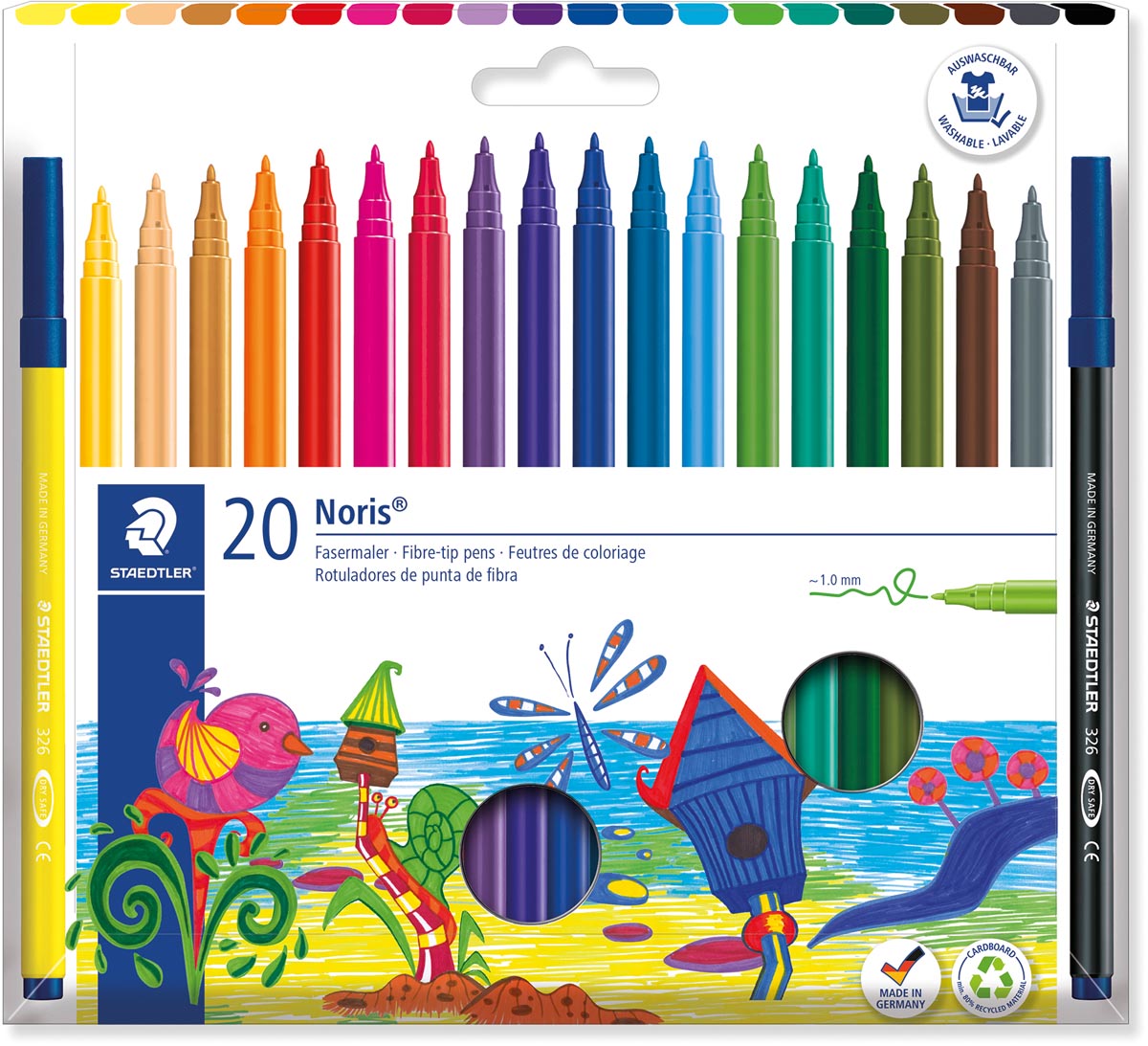 Staedtler Viltstift Noris 326, 20 stiften in een kartonnen etui afbeelding