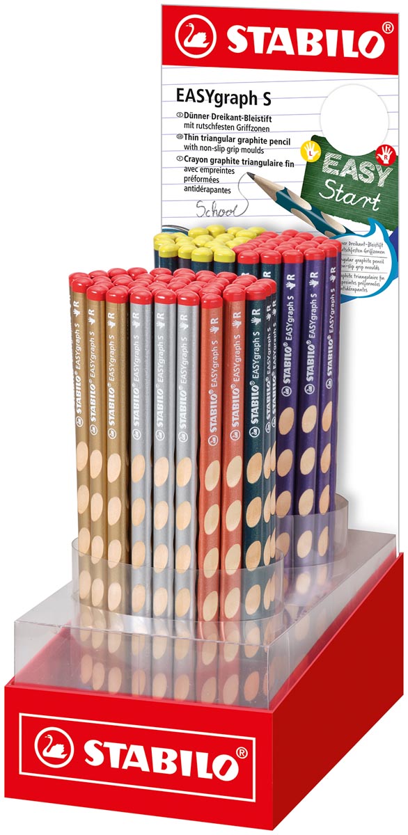 STABILO EASYgraph S Metallic potlood, HB, 2,2 mm, display van 90 stuks in geassorteerde kleuren