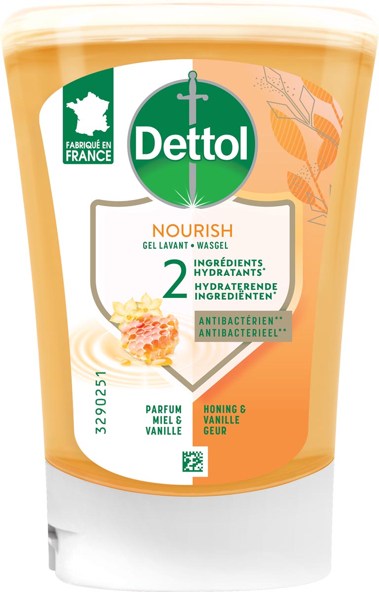 Dettol no touch handzeep Extra care, honing en vanille, navulling van 250 ml afbeelding