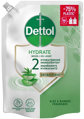 Dettol handzeep Hydrate, aloë vera en bamboe, navulling van 500 ml