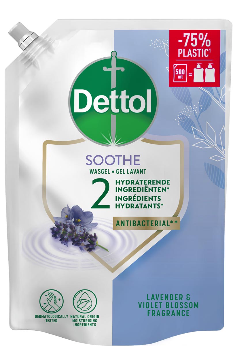 Dettol handzeep Soothe, lavendel en vioolbloesem, navulling van 500 ml afbeelding