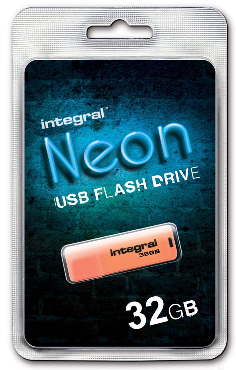 Integral Neon USB 2.0 stick, 32 GB, oranje afbeelding