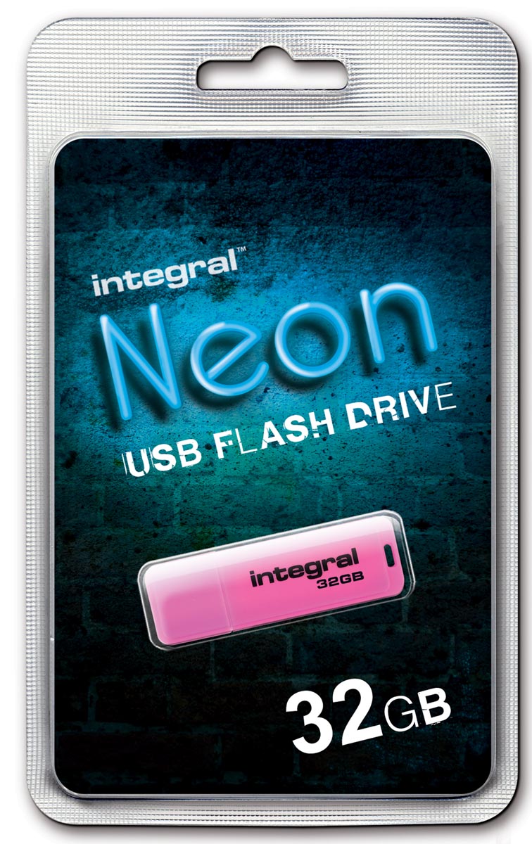 Integral Neon USB 2.0 stick, 32 GB, roze afbeelding