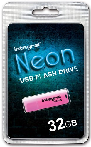 Integral Neon USB 2.0 stick, 32 GB, roze