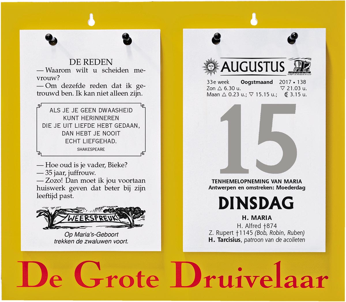 Dagblokkalender De Grote Druivelaar, ft A4, Nederlandstalig, 2022 Dagblokkalender De Grote Druivelaar, ft A4, Nederlandstalig, 2022
