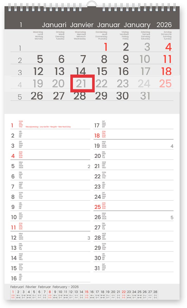 Maandkalender Memo-Manager, viertalig, 2026