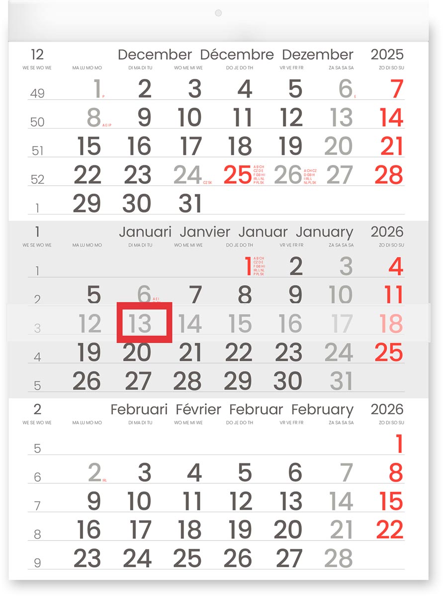 Driemaandskalender Compact, 2026
