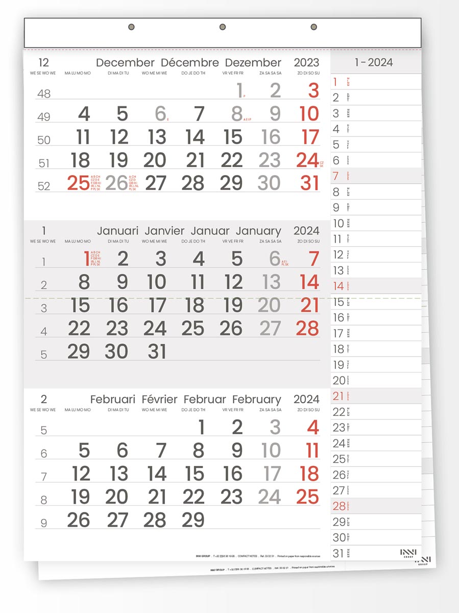 Driemaandskalender Compact Notes, 2024 Driemaandskalender Compact Notes, 2024