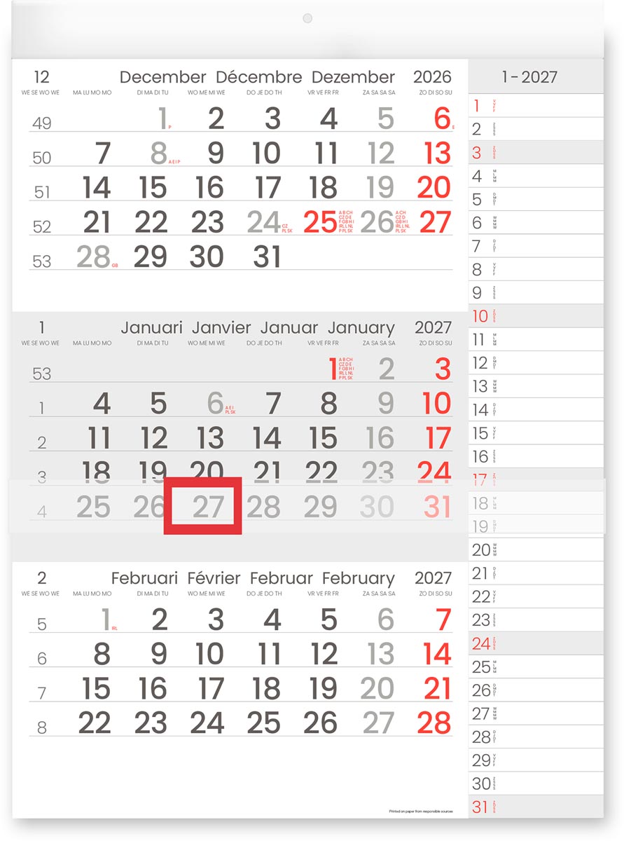 Driemaandskalender Compact Notes, 2027
