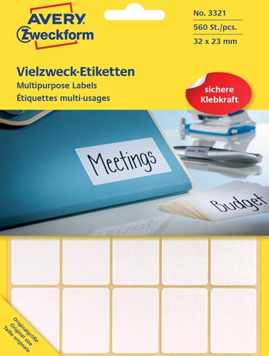Avery Zweckform 3321 mini etiketten ft 32 x 23 mm (b x h), 560 etiketten, wit