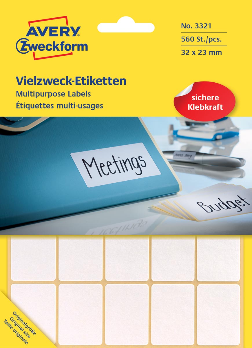 Avery Zweckform 3321 mini etiketten ft 32 x 23 mm (b x h), 560 etiketten, wit afbeelding