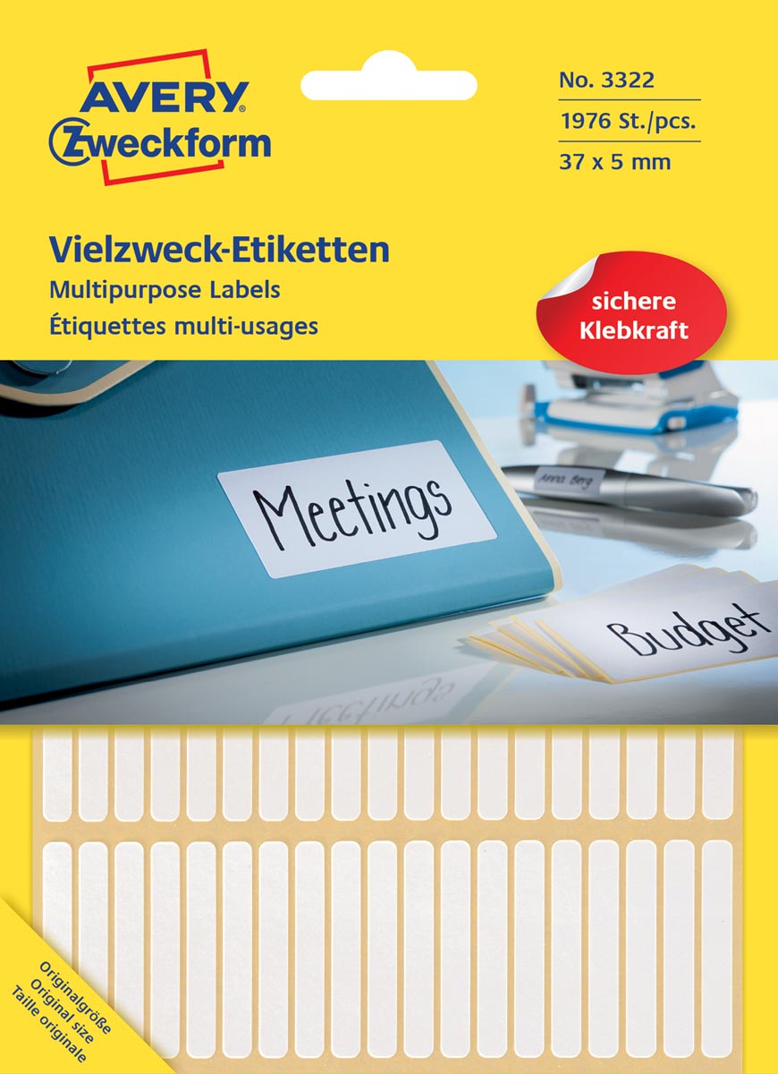 Avery Witte etiketten ft 37 x 5 mm (b x h), 1.976 stuks