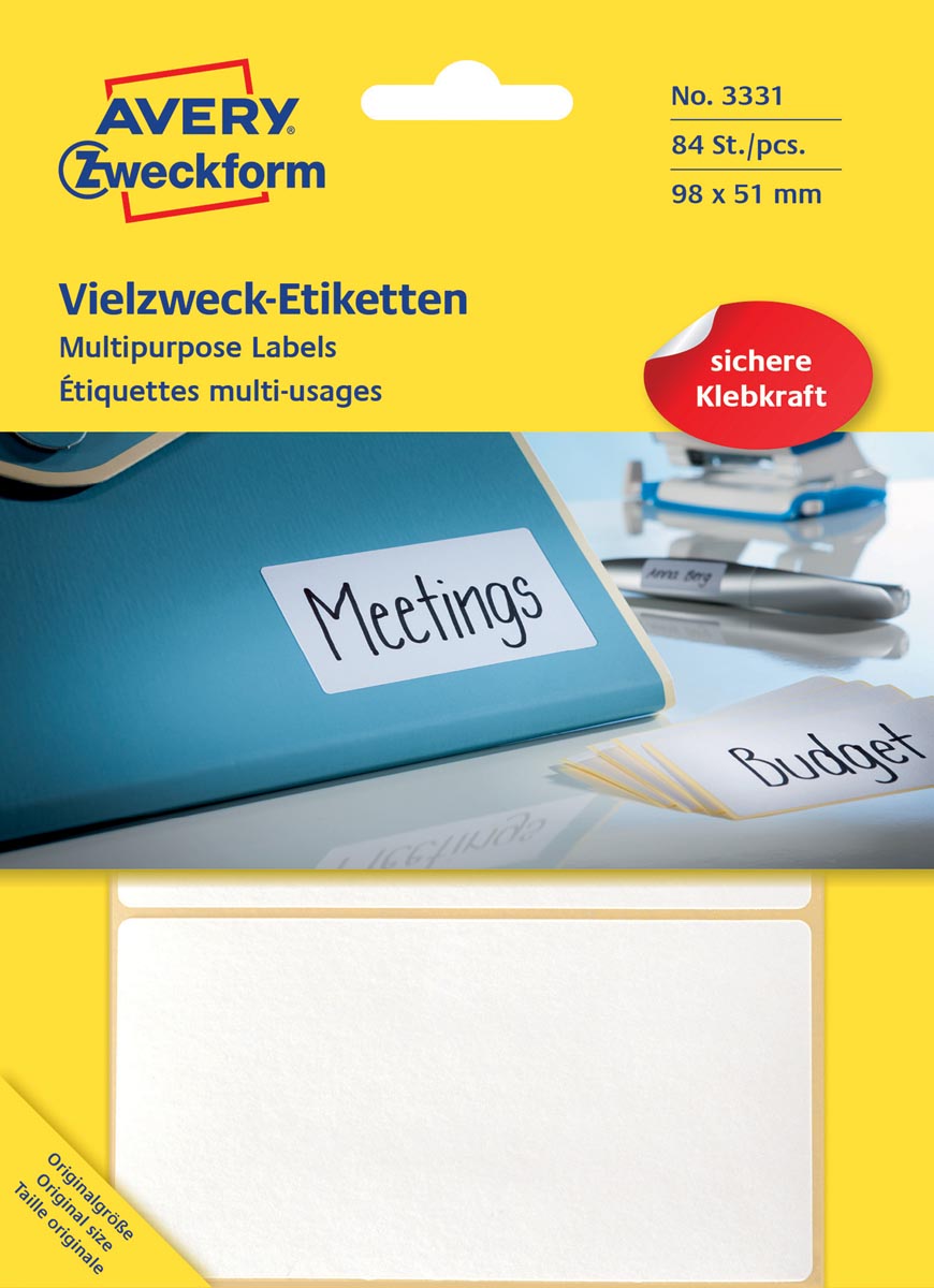 Avery Witte etiketten ft 98 x 51 mm (b x h), 84 stuks