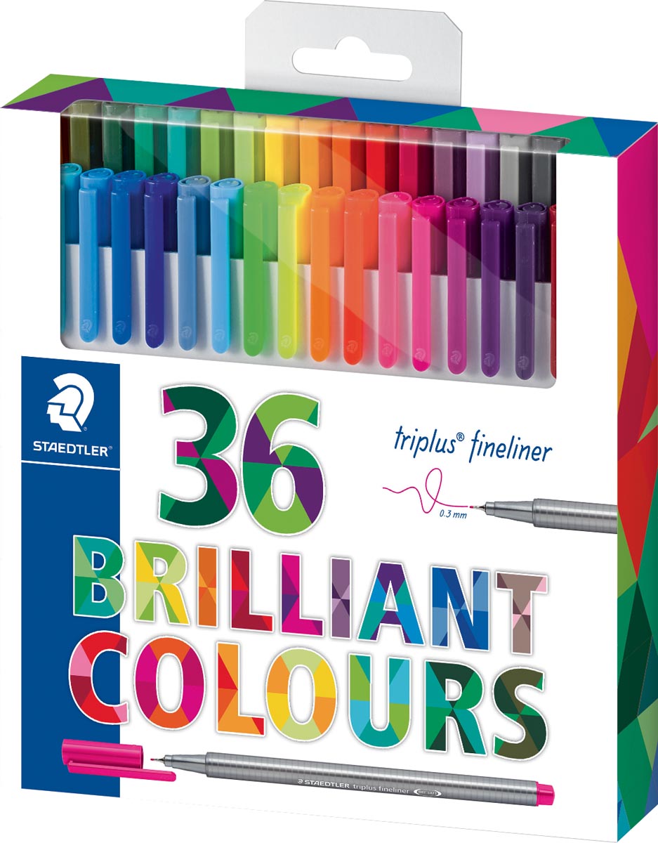 Staedtler fineliner Triplus, toonbankdisplay met 36 geassorteerde stuks, incluis 10 gratis