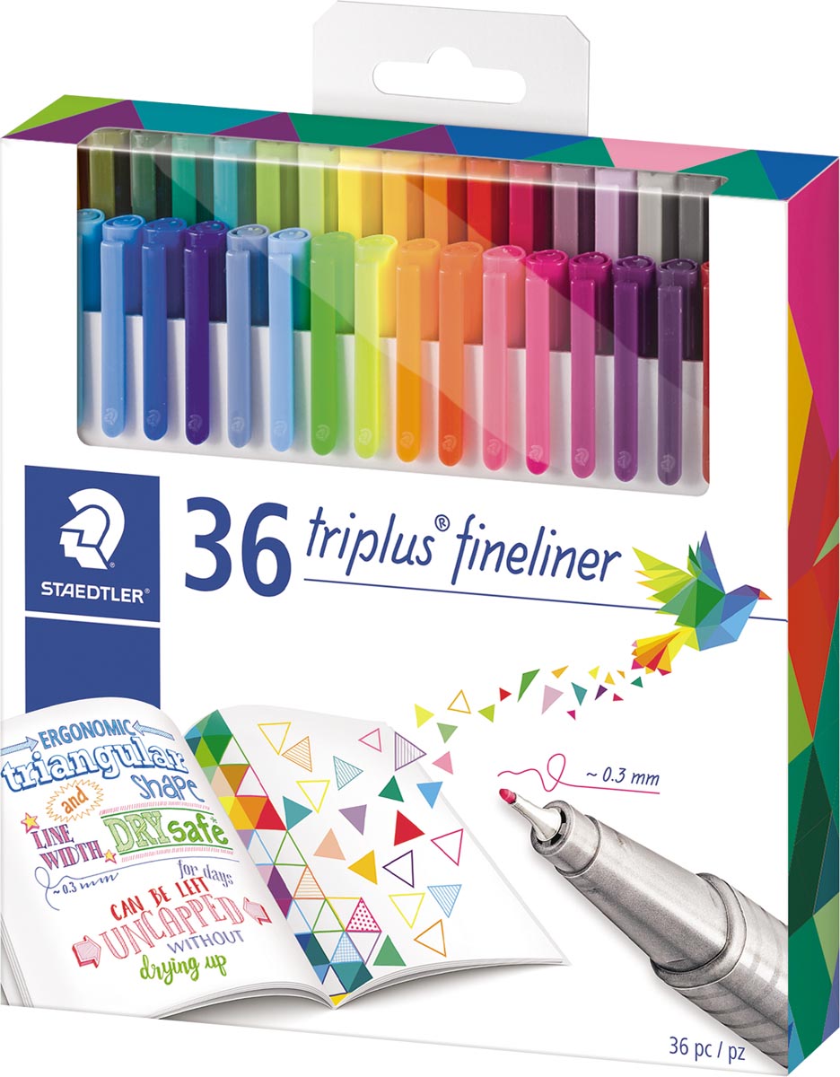 Staedtler fineliner Triplus, etui met 36 stuks, inclusief 10 gratis, assorti Staedtler fineliner Triplus, etui met 36 stuks, inclusief 10 gratis, assorti