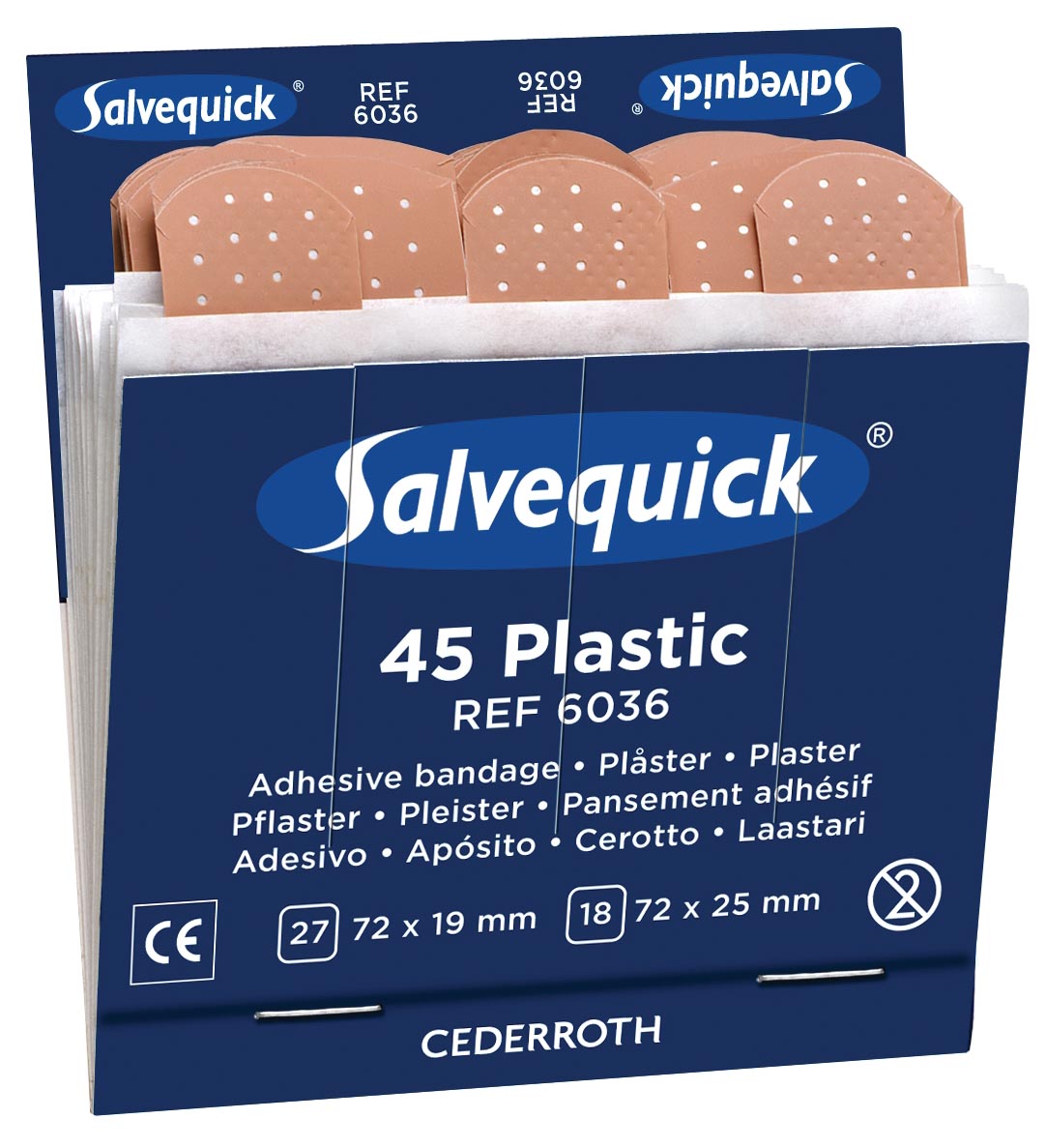 Salvequick navulling voor pleisterautomaat, plastic pleisters, pak van 6 navullingen Salvequick navulling voor pleisterautomaat, plastic pleisters, pak van 6 navullingen
