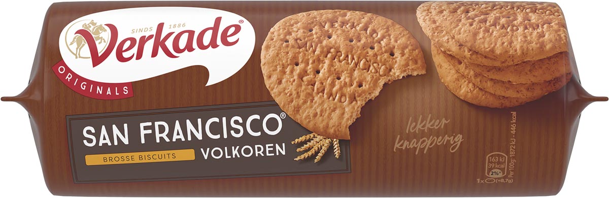 Verkade San Francisco koekjes volkoren, pak van 250 gram afbeelding