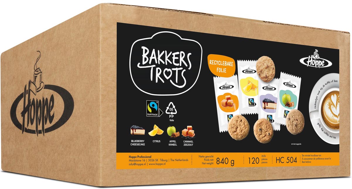 Hoppe koekjes Bakkers Trots Fairtrade, doos van 120 stuks afbeelding