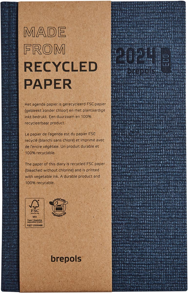 Brepols agenda Ecoday, Kazar, blauw, 2024, boekgebonden Brepols agenda Ecoday, Kazar, blauw, 2024, boekgebonden