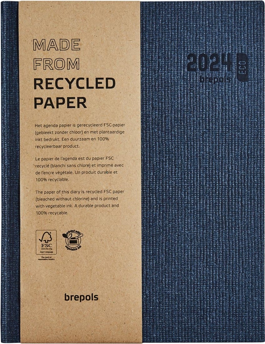 Brepols agenda Ecotiming, Kazar, blauw, 2024, boekgebonden bij VindiQ Office
