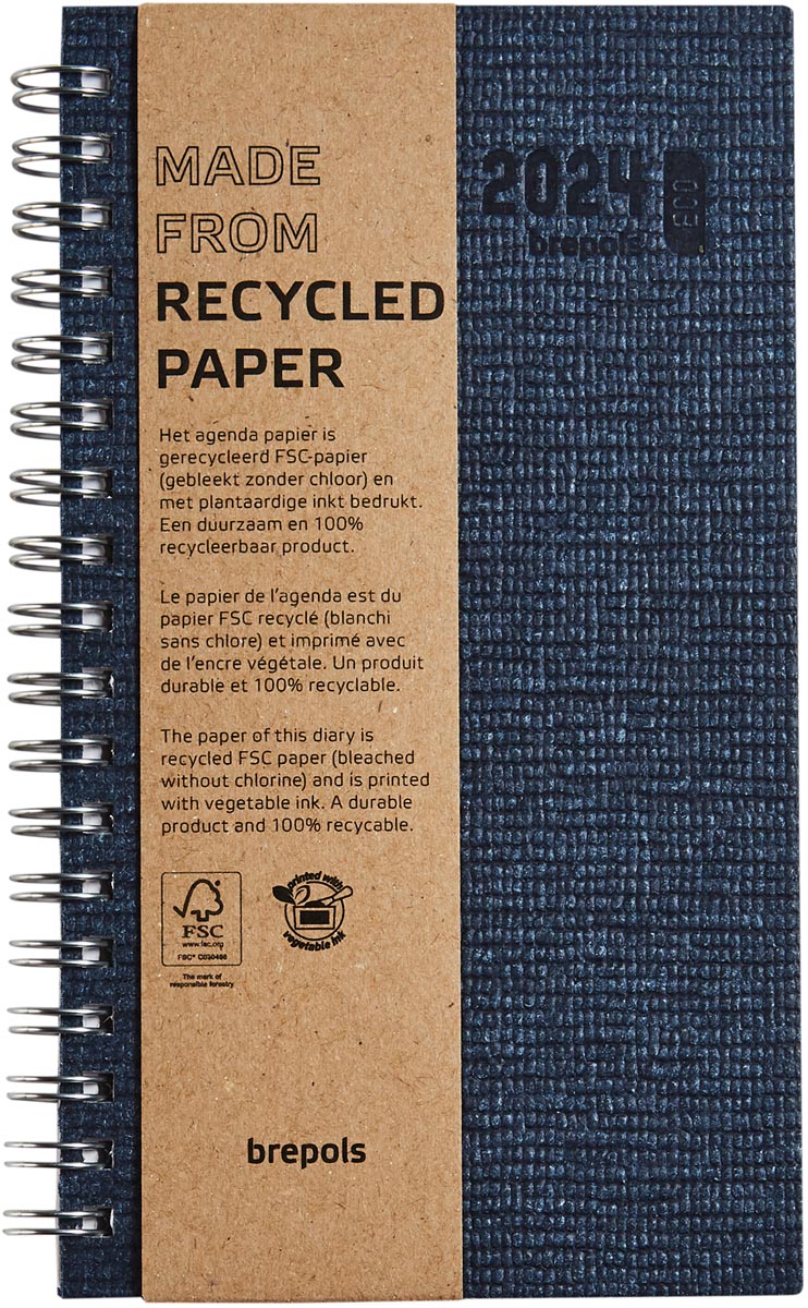 Brepols agenda Ecorama, Kazar, blauw, 2024, spiraalgebonden Brepols agenda Ecorama, Kazar, blauw, 2024, spiraalgebonden