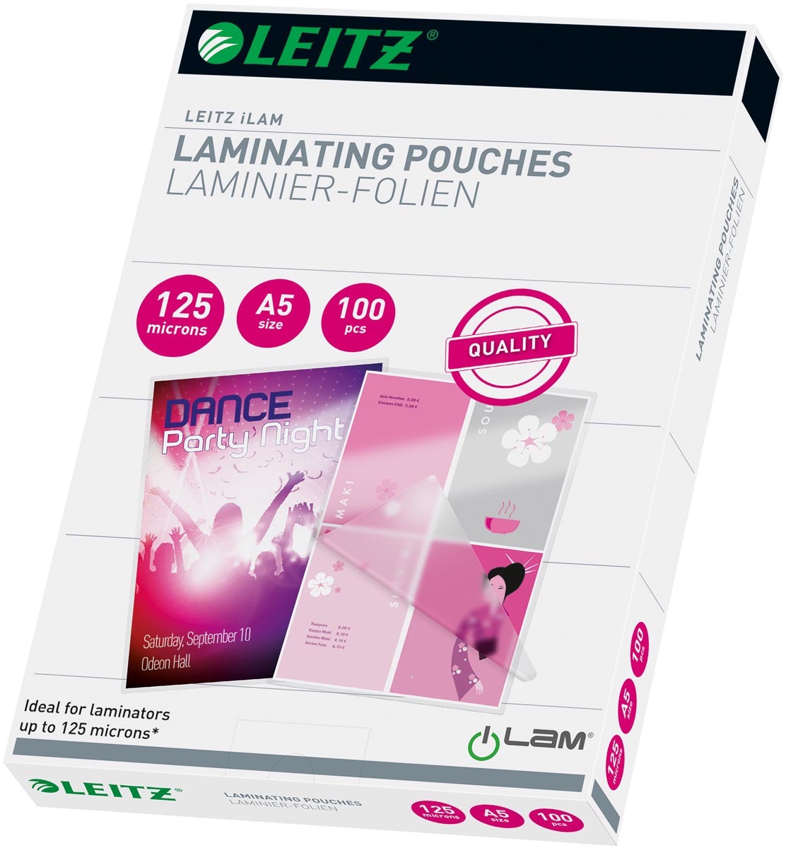 Leitz Eva lamineerhoes ft A5, 250 micron (2 x 125 micron), pak van 100 stuks afbeelding