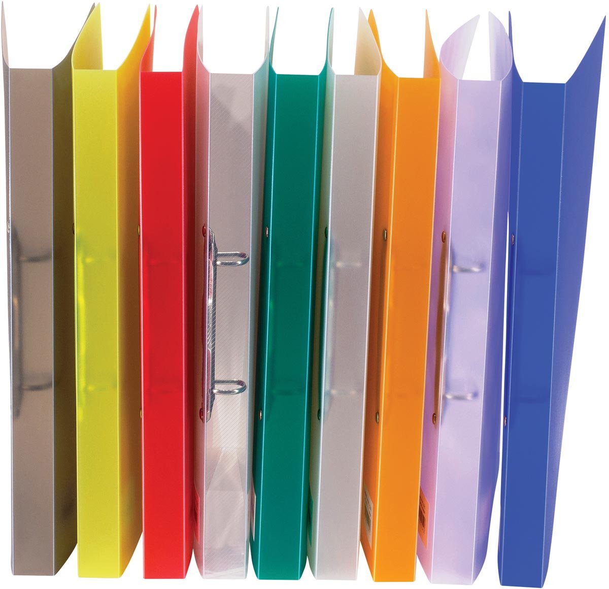 Bronyl ringmap, voor ft A4, uit PP, 2 D-ringen van 15 mm, geassorteerde transparante kleuren afbeelding