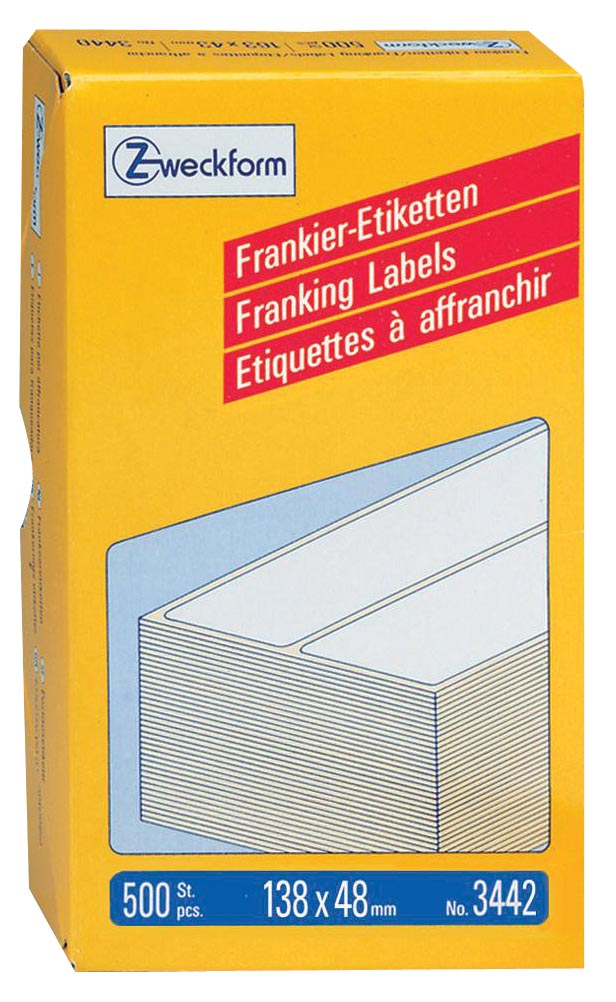 Avery Zweckform frankeeretiketten ft 138 x 48 mm, doos van 500 stuks Avery Zweckform frankeeretiketten ft 138 x 48 mm, doos van 500 stuks