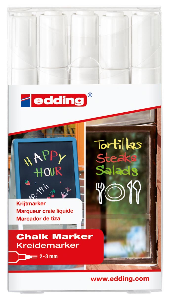 Edding krijtmarker e-4095 wit, etui van 5 stuks afbeelding
