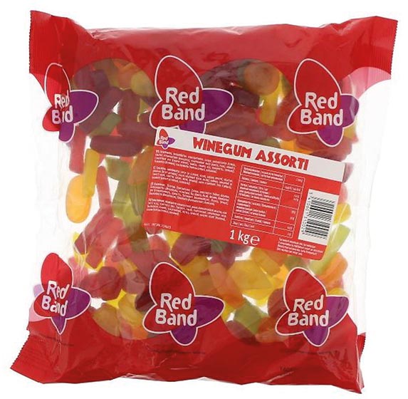 Red Band winegum, zak van 1 kg, assortiment afbeelding