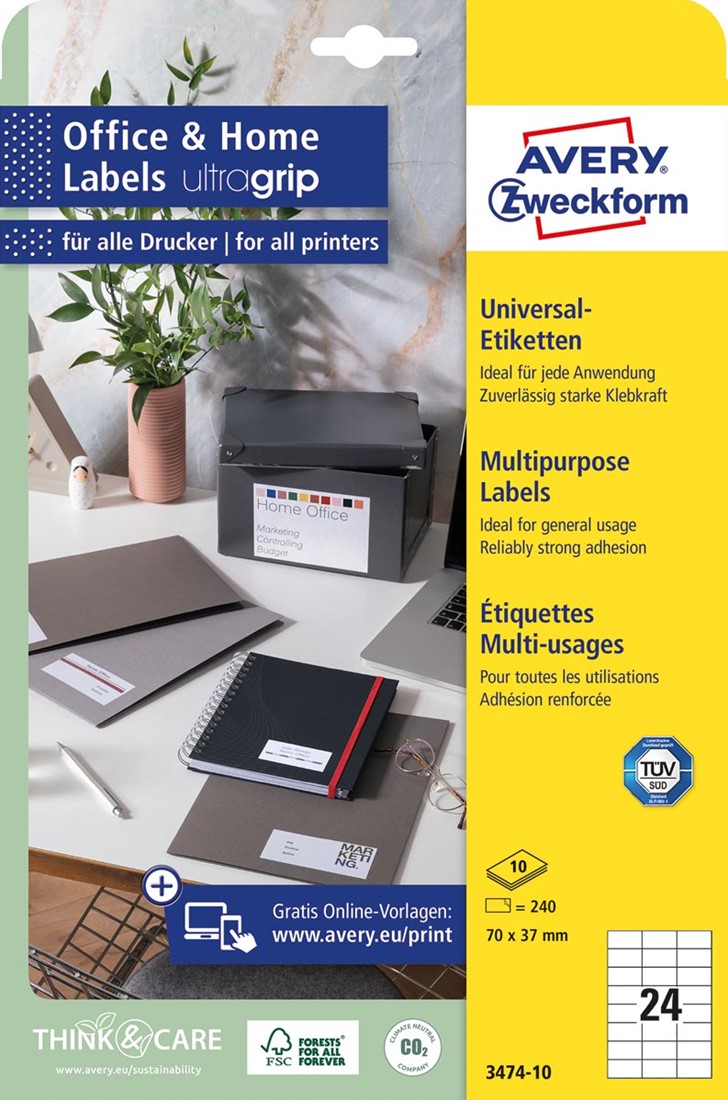 Avery Zweckform L6131 20 Outdoor Weatherproof Film Labels (480 Labels 70 x 37 mm x 20 Sheets, Yellow Avery Zweckform L6131 20 Outdoor Weatherproof Film Labels (480 Labels 70 x 37 mm x 20 Sheets, Yellow
