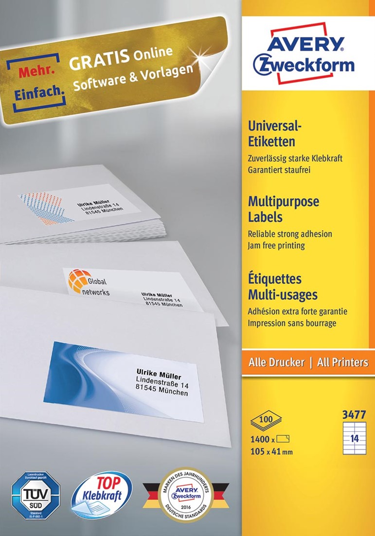 Avery Zweckform Ultra Resistente Etiketten 45.7x21.2mm wit 480 Stuks