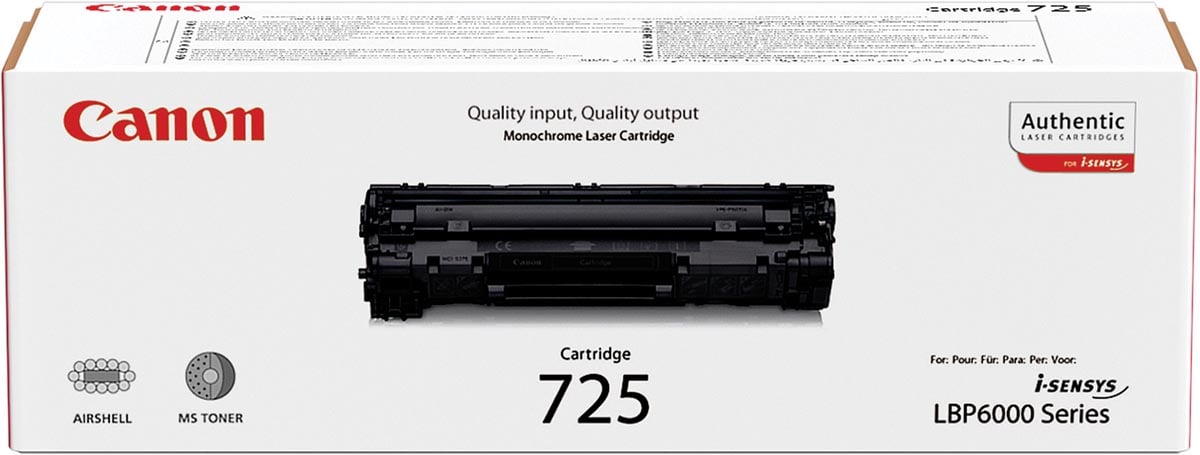 Canon toner 725, 1.600 pagina&apos;s, OEM 3484B002, zwart afbeelding