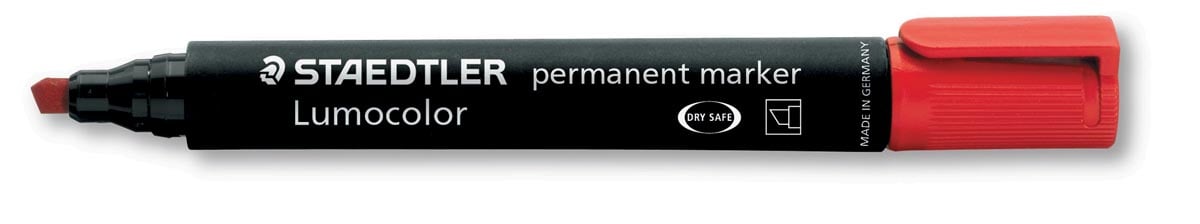 Staedtler Lumocolor 350, permanent marker, schuine punt, 2 - 5 mm, rood Staedtler Lumocolor 350, permanent marker, schuine punt, 2 - 5 mm, rood