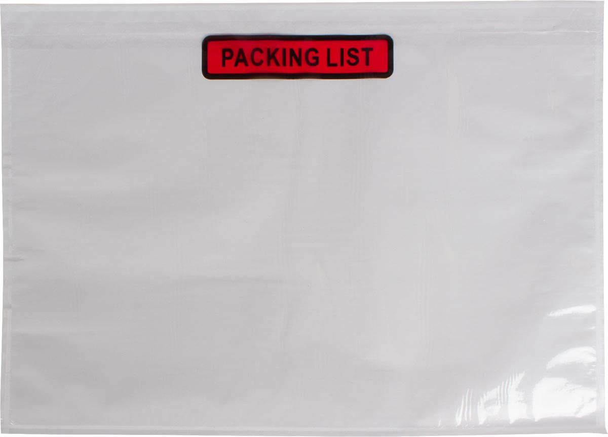 Paklijstenvelop Dokulops C4, ft 322 x 225 mm, doos van 500 stuks, tekst: packing list afbeelding