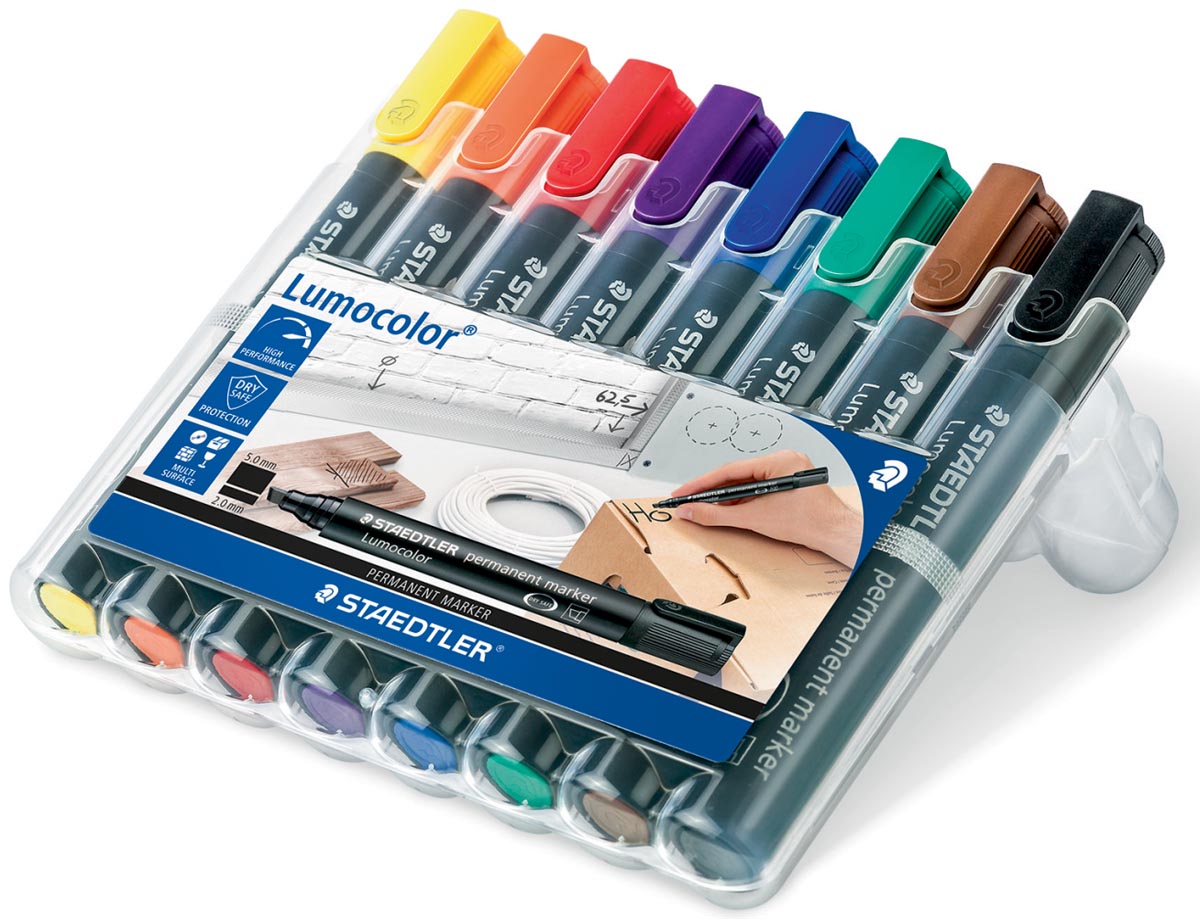 Staedtler Permanent Marker Lumocolor 350 Doos Met 8 Stuks In Geassorteerde Kleuren huismerk kopen in de aanbieding Staedtler Permanent Marker Lumocolor 350 Doos Met 8 Stuks In Geassorteerde Kleuren huismerk kopen in de aanbieding
