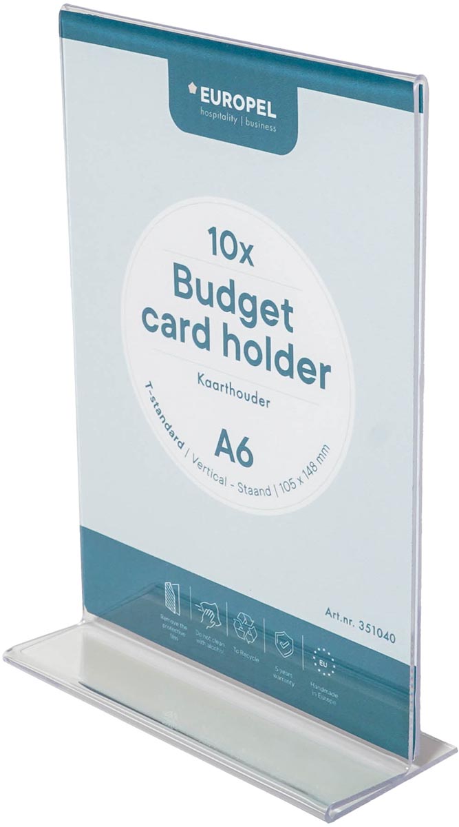 Europel folderhouder Budget, met T-voet, ft A6, staand, pak van 10 stuks