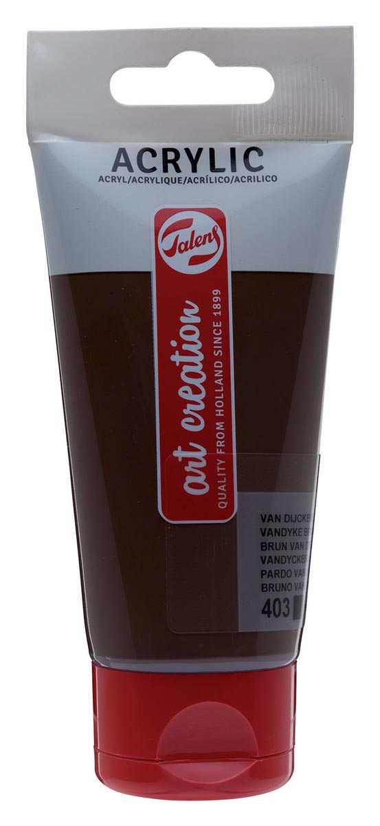 Talens Art Creation acrylverf tube van 75 ml, van dijckbruin