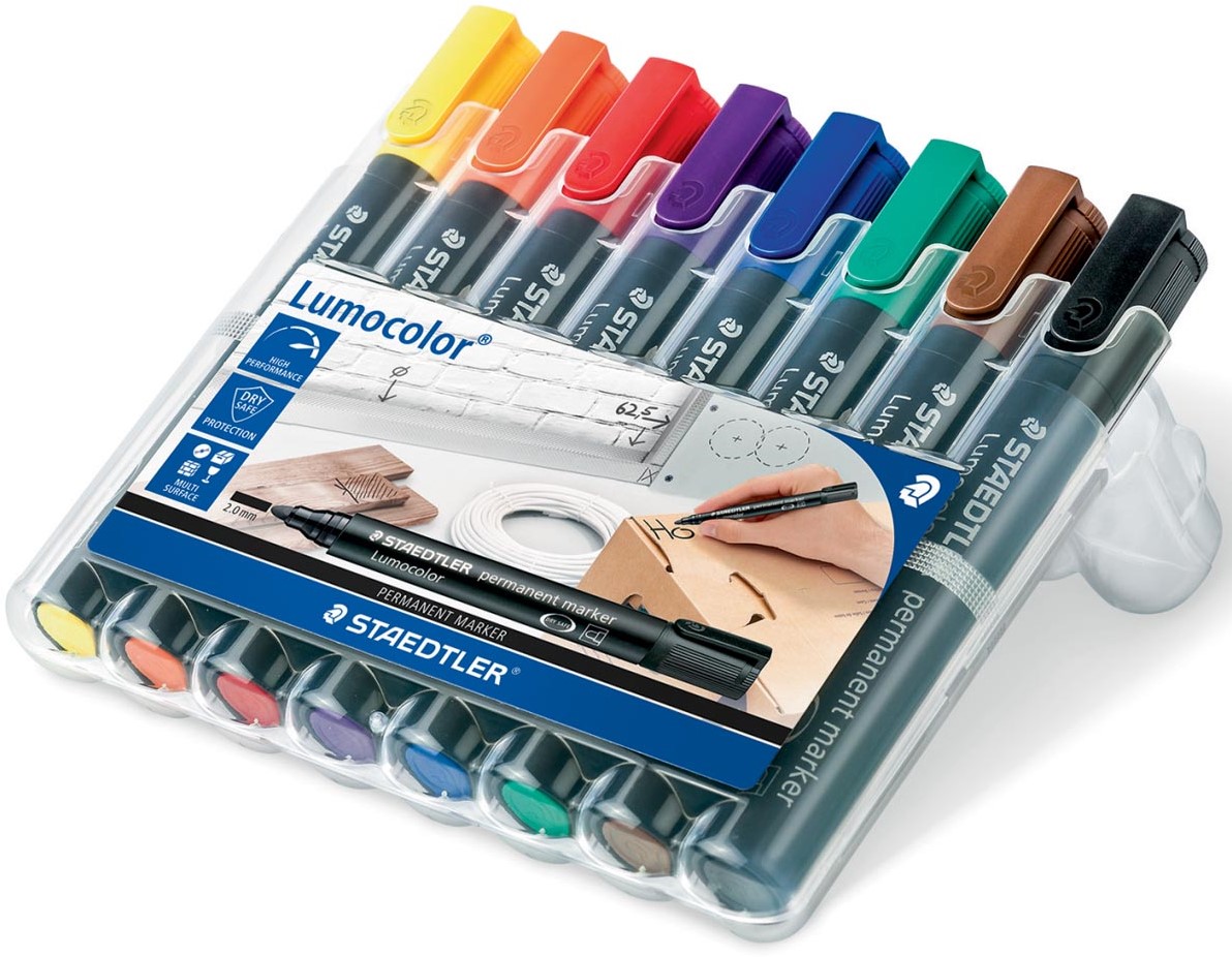 Staedtler Lumocolor 352, permanent marker, ronde punt, 2 mm, etui van 8
