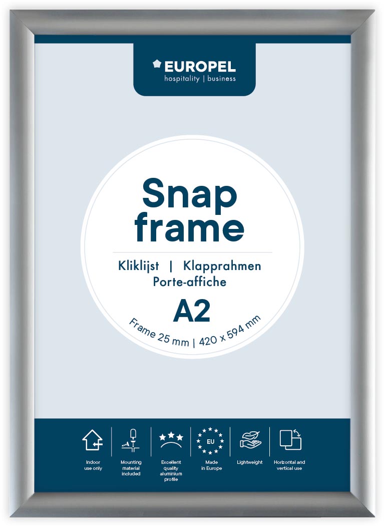 Europel clicklijst, lijst 25mm A2, zilverkleurig posterframe afbeelding