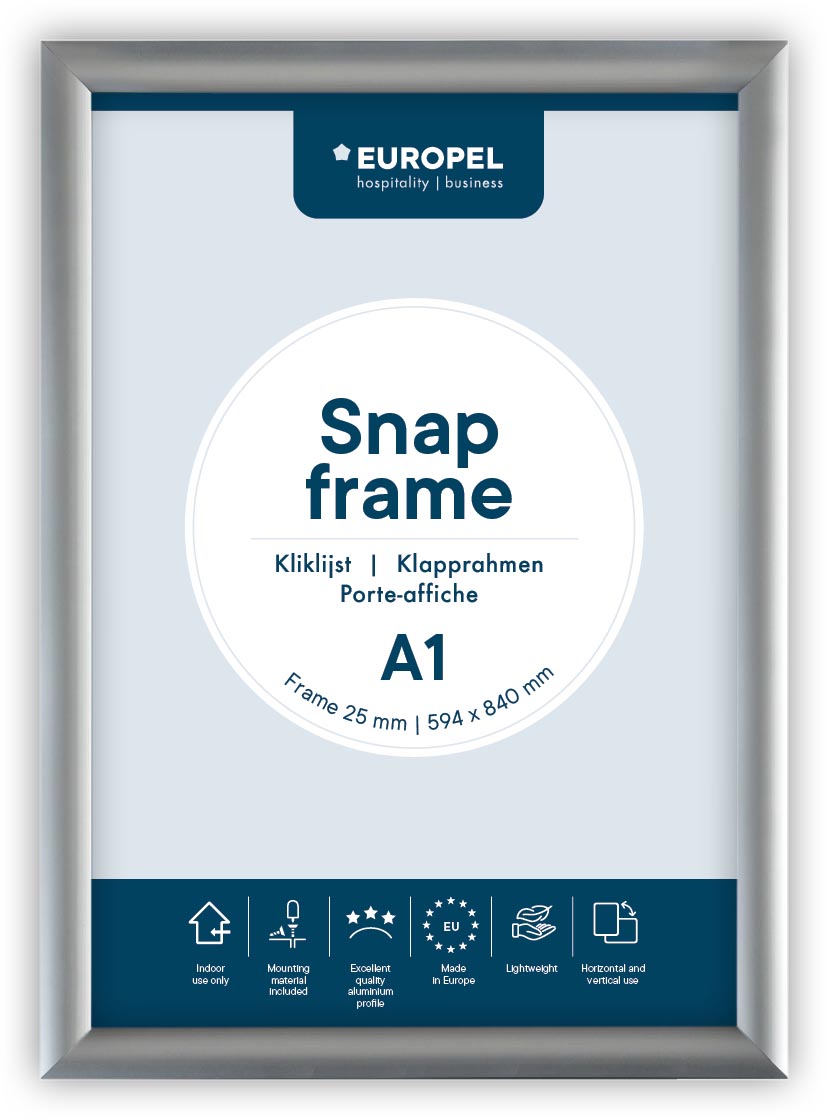 Europel clicklijst, lijst 25mm A1, zilverkleurig posterframe afbeelding