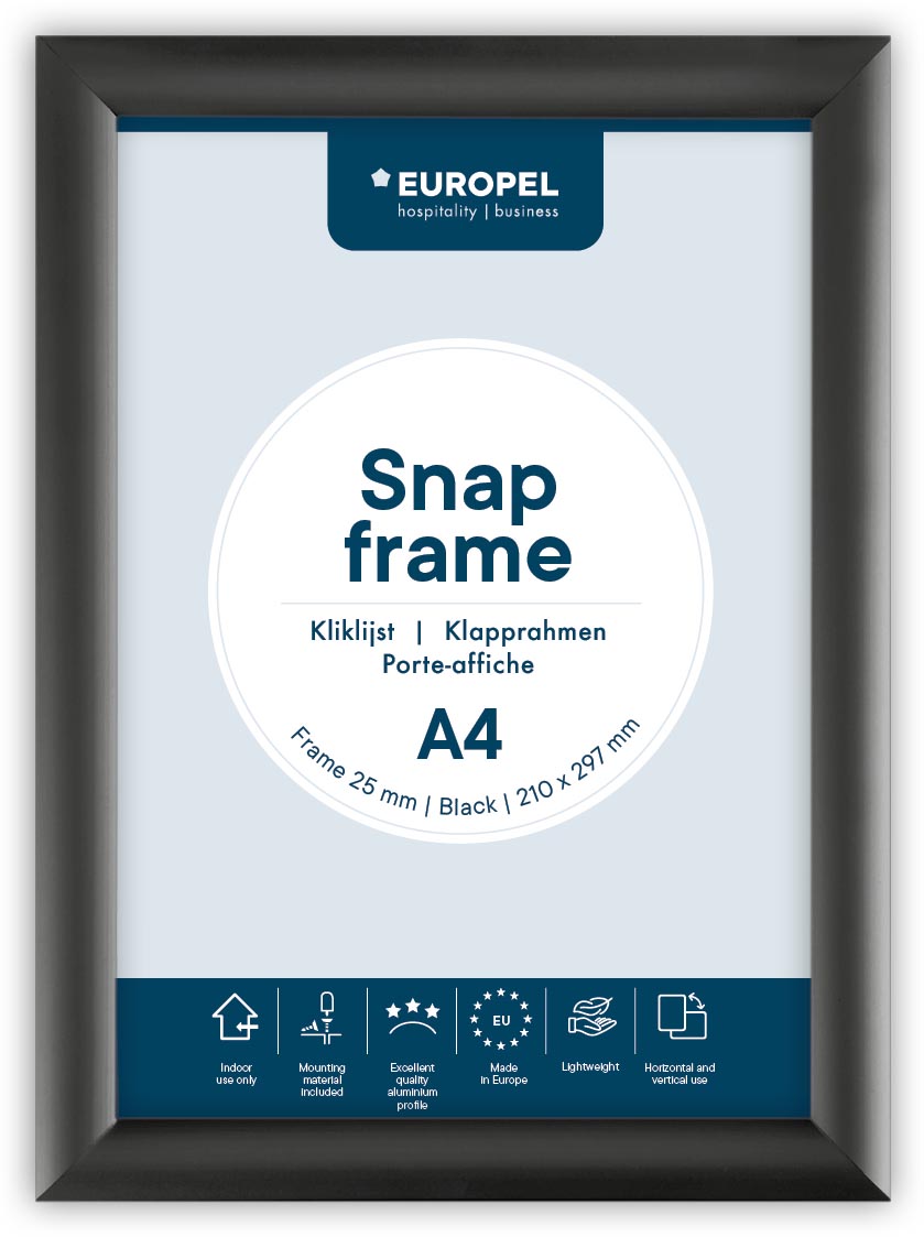 Europel clicklijst Premium, 25 mm, ft A4, zwart