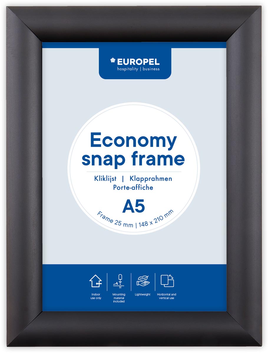Europel Clicklijst Economy, lijst 25 mm, ft A5, zwart afbeelding