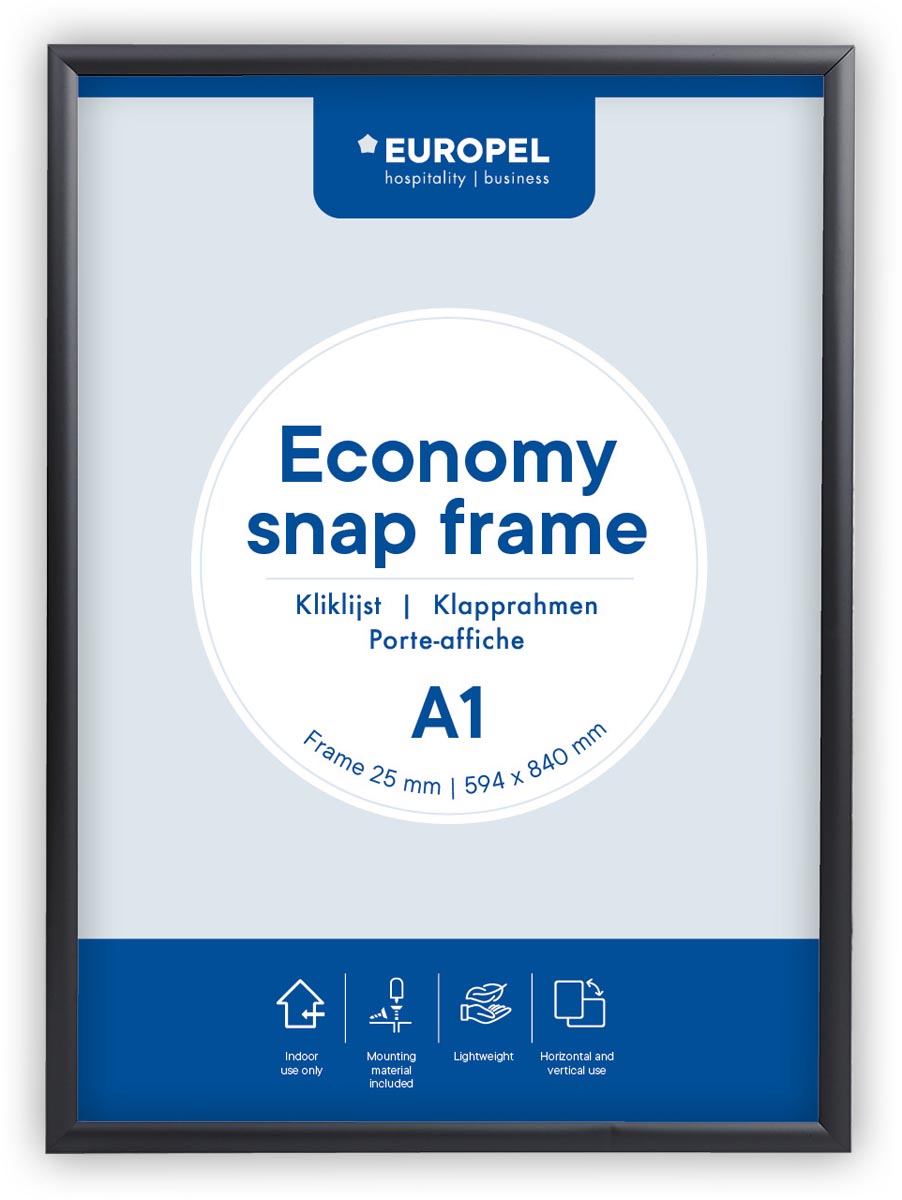 Europel Clicklijst Economy, lijst 25 mm, ft A1, zwart afbeelding
